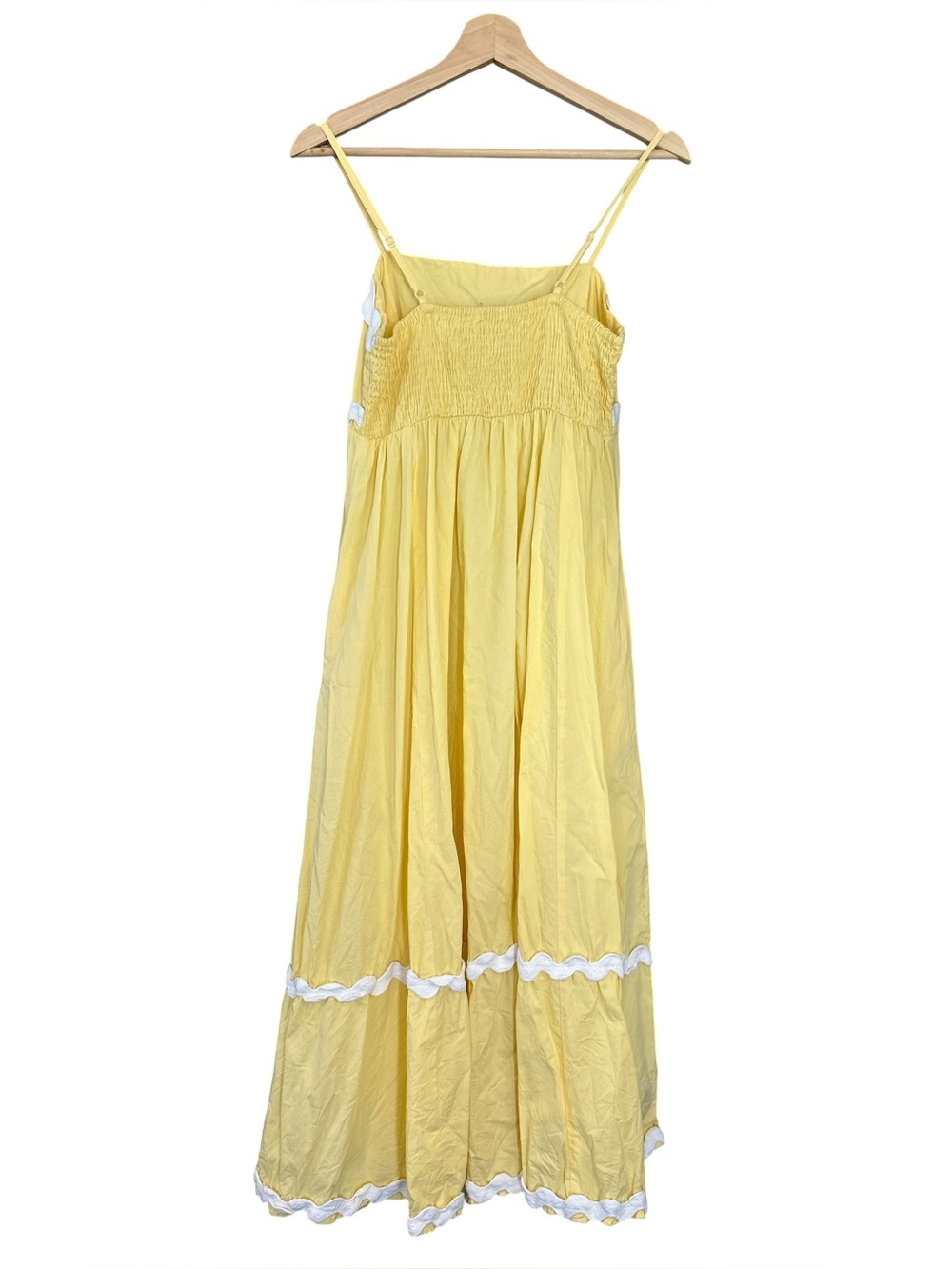 Sim & Sam Ric Rac Cottagecore Cotton Maxi Dress in Butter Yellow - Picture 6 of 9